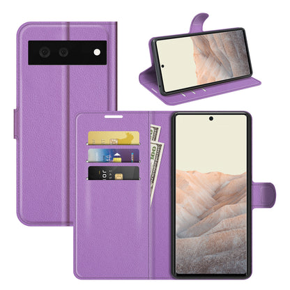 Magnetic Design Litchi Texture Horizontal Flip PU Leather + TPU Full Coverage Stand Wallet Case for Google Pixel 6