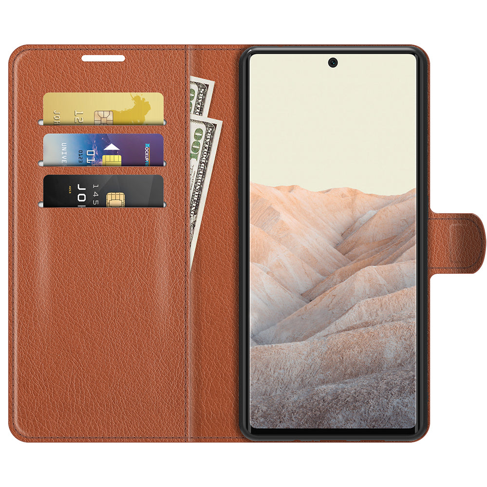 Magnetic Design Litchi Texture Horizontal Flip PU Leather + TPU Full Coverage Stand Wallet Case for Google Pixel 6