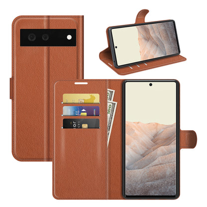 Magnetic Design Litchi Texture Horizontal Flip PU Leather + TPU Full Coverage Stand Wallet Case for Google Pixel 6