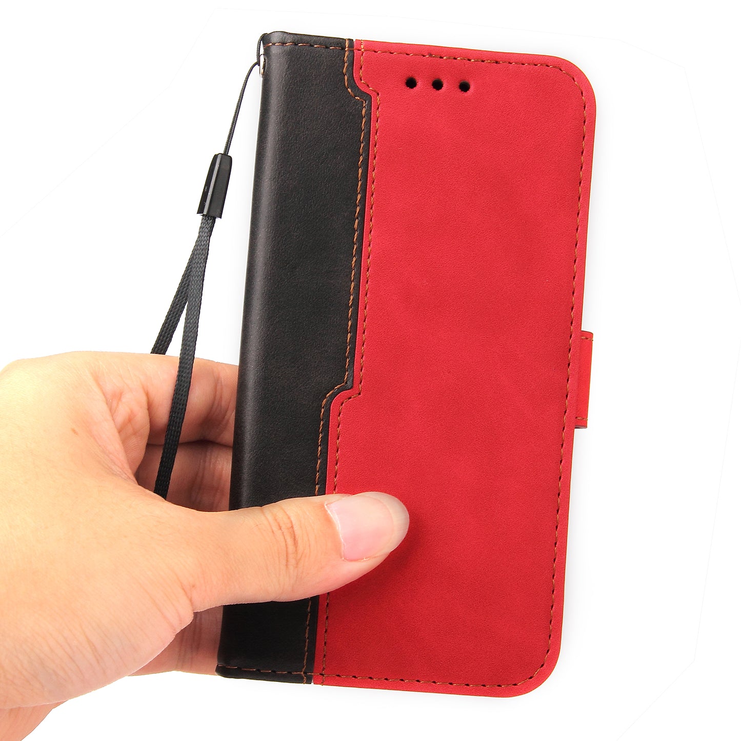 Two-Color Style Magnetic Soft TPU + PU Shockproof Flip Cover Wallet with Strap for Google Pixel 6