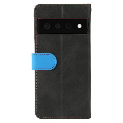 Two-Color Style Magnetic Soft TPU + PU Shockproof Flip Cover Wallet with Strap for Google Pixel 6