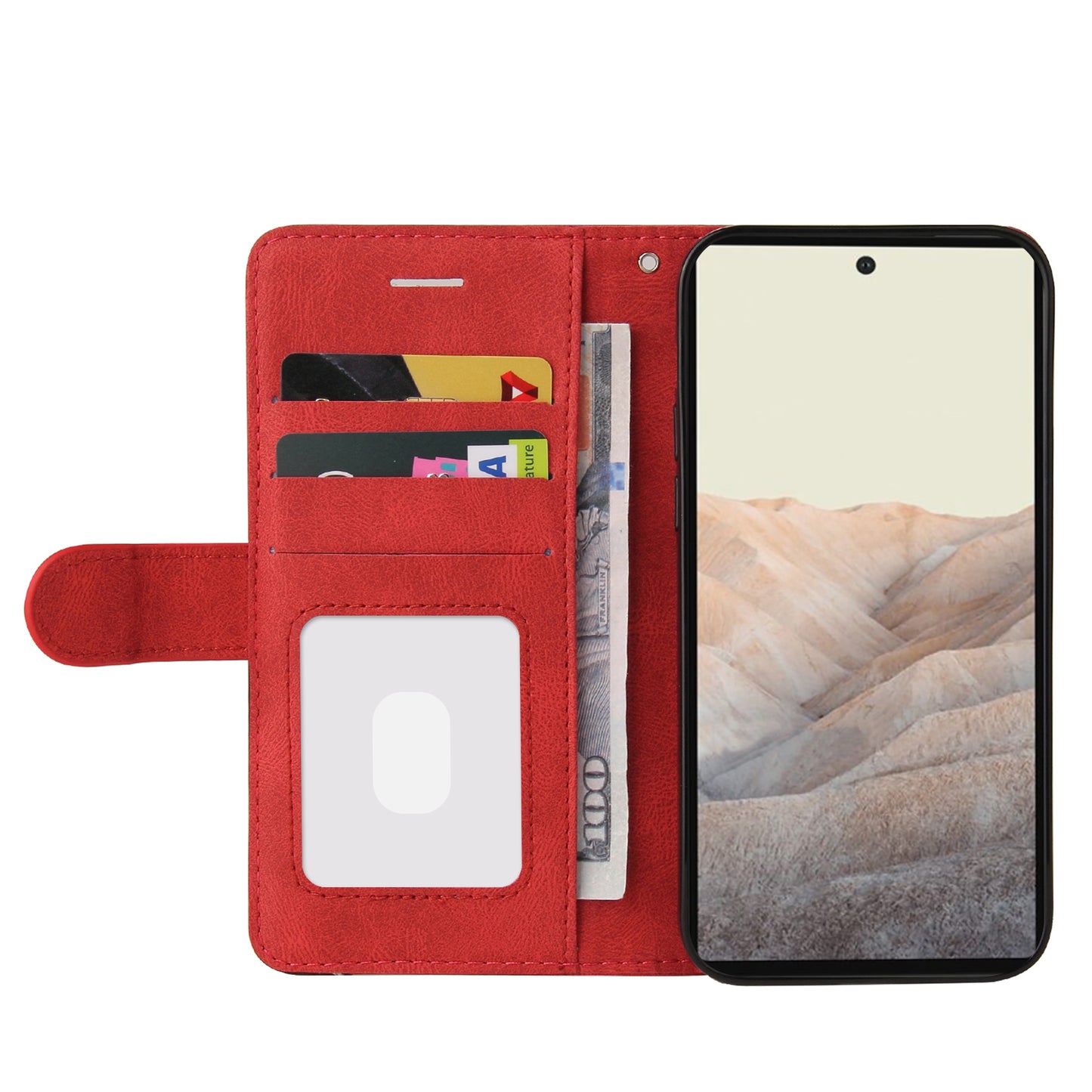 KT Leather Series-1 Bi-color Splicing PU Leather Wallet Case Flip Stand Cover with Wrist Strap for Google Pixel 6