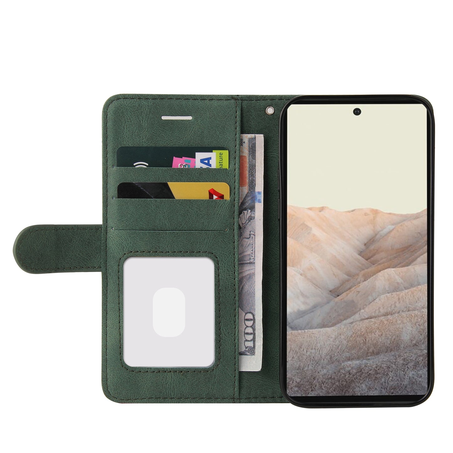 KT Leather Series-1 Bi-color Splicing PU Leather Wallet Case Flip Stand Cover with Wrist Strap for Google Pixel 6