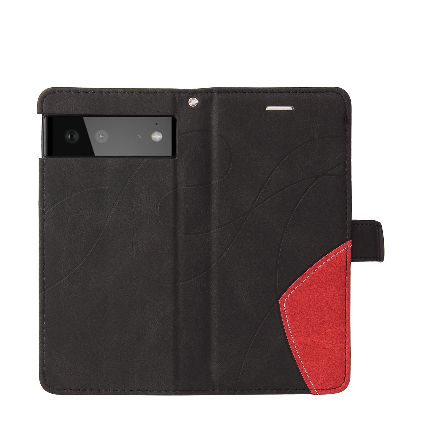 KT Leather Series-1 Bi-color Splicing Design Leather Wallet Case Stand Shell with Handy Strap for Google Pixel 6 Pro