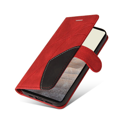 KT Leather Series-1 Bi-color Splicing Design Leather Wallet Case Stand Shell with Handy Strap for Google Pixel 6 Pro