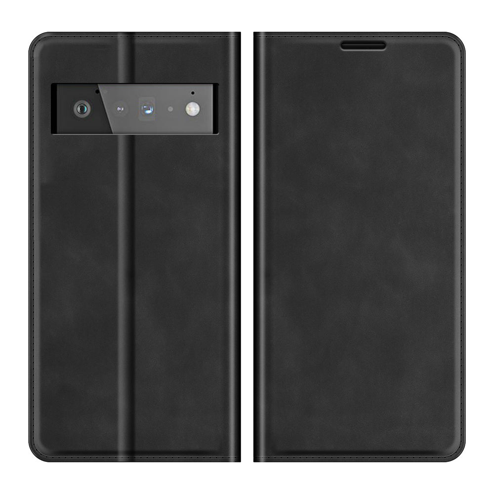 Folio Flip Style Skin-touch Auto-absorbed PU Leather Wallet Shockproof Stand Protective Cover for Google Pixel 6 Pro