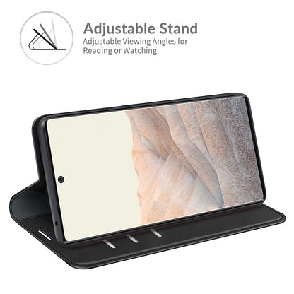 Folio Flip Style Skin-touch Auto-absorbed PU Leather Wallet Shockproof Stand Protective Cover for Google Pixel 6 Pro