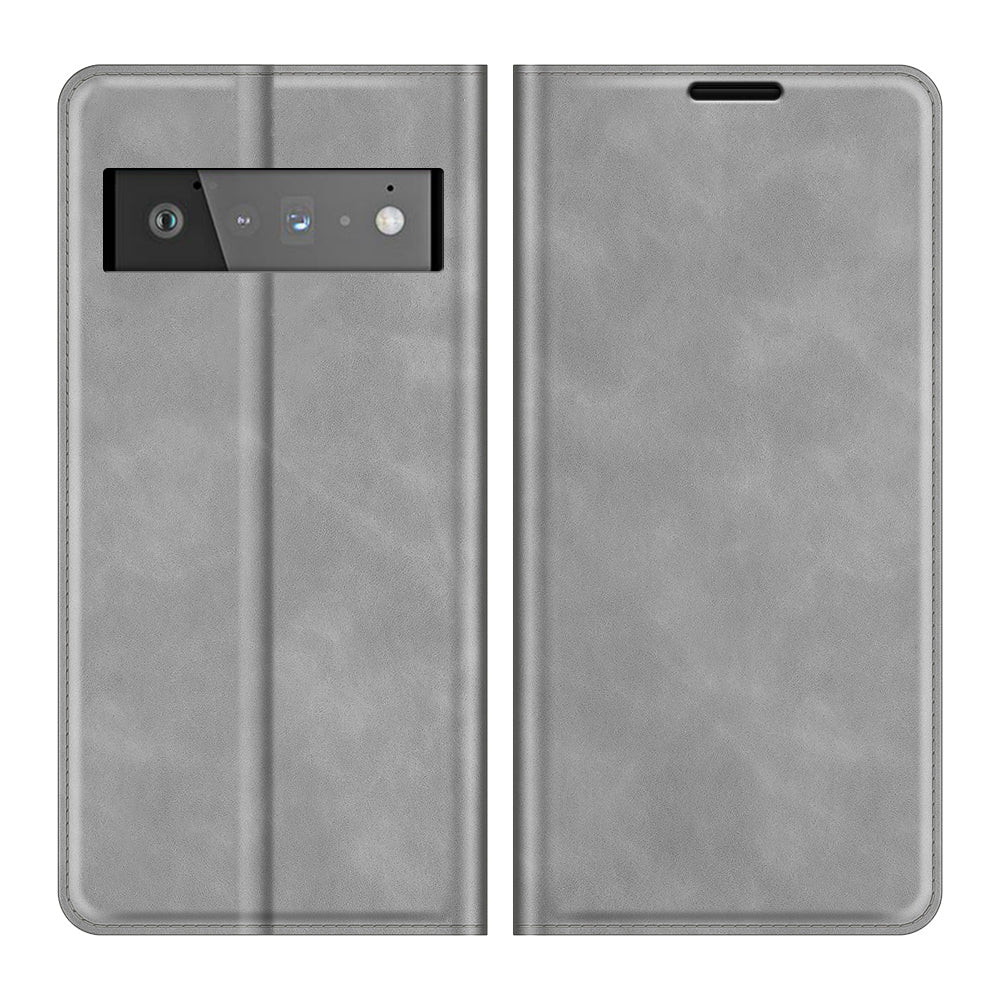 Folio Flip Style Skin-touch Auto-absorbed PU Leather Wallet Shockproof Stand Protective Cover for Google Pixel 6 Pro