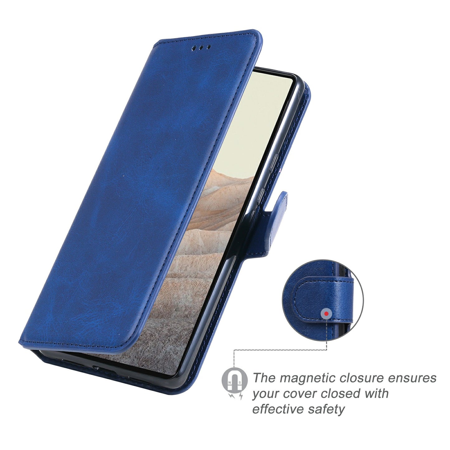 All-round Protective Leather Wallet Cell Phone Cover Shell with Stand for Google Pixel 6