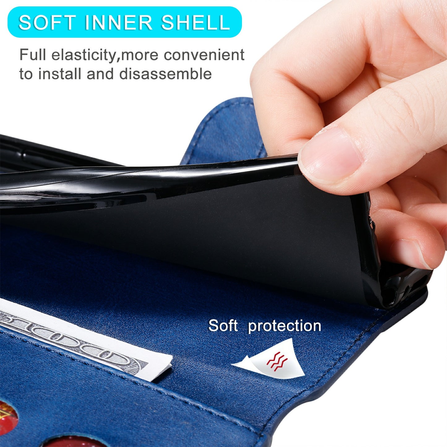 All-round Protective Leather Wallet Cell Phone Cover Shell with Stand for Google Pixel 6