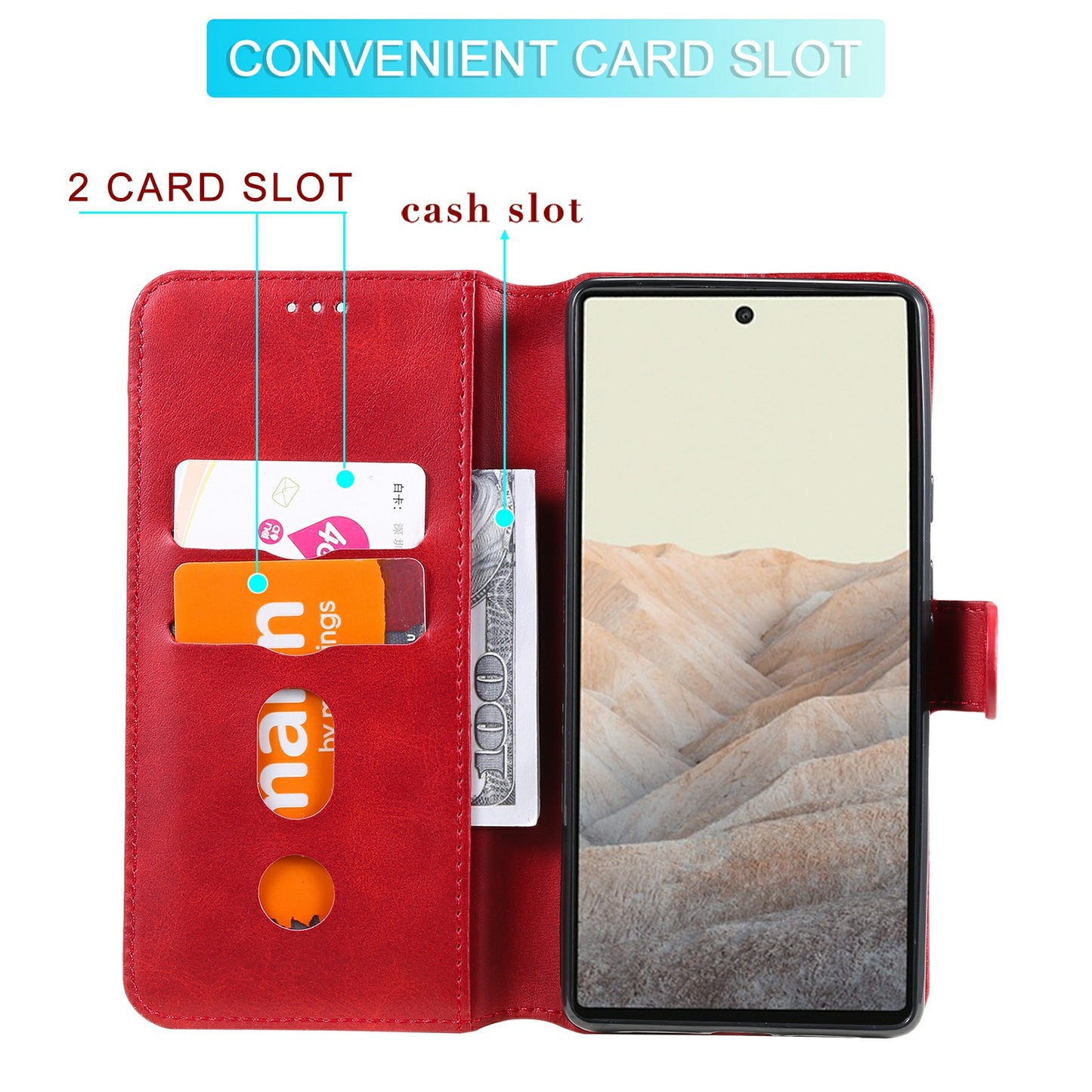 All-round Protective Leather Wallet Cell Phone Cover Shell with Stand for Google Pixel 6