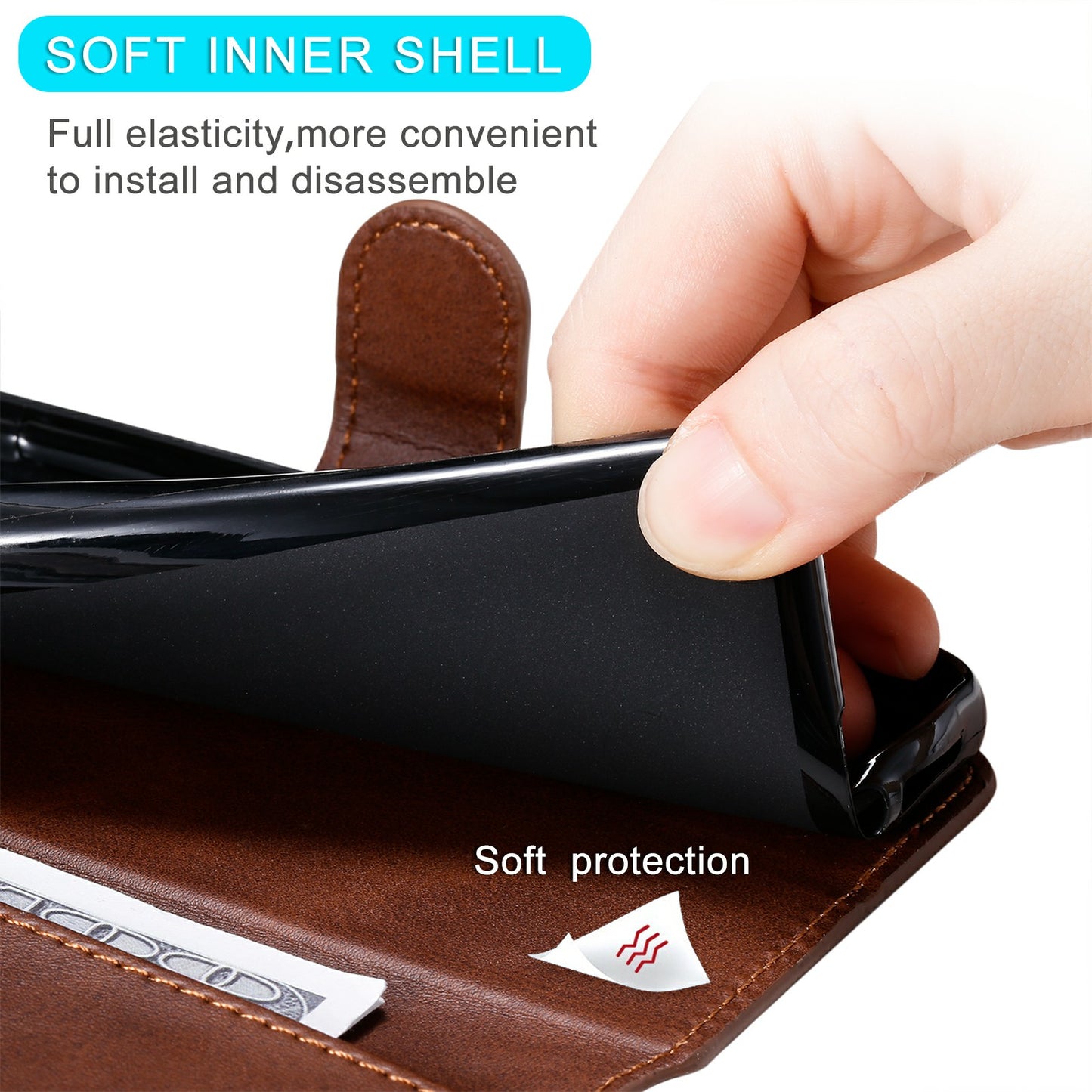 All-round Protective Leather Wallet Cell Phone Cover Shell with Stand for Google Pixel 6