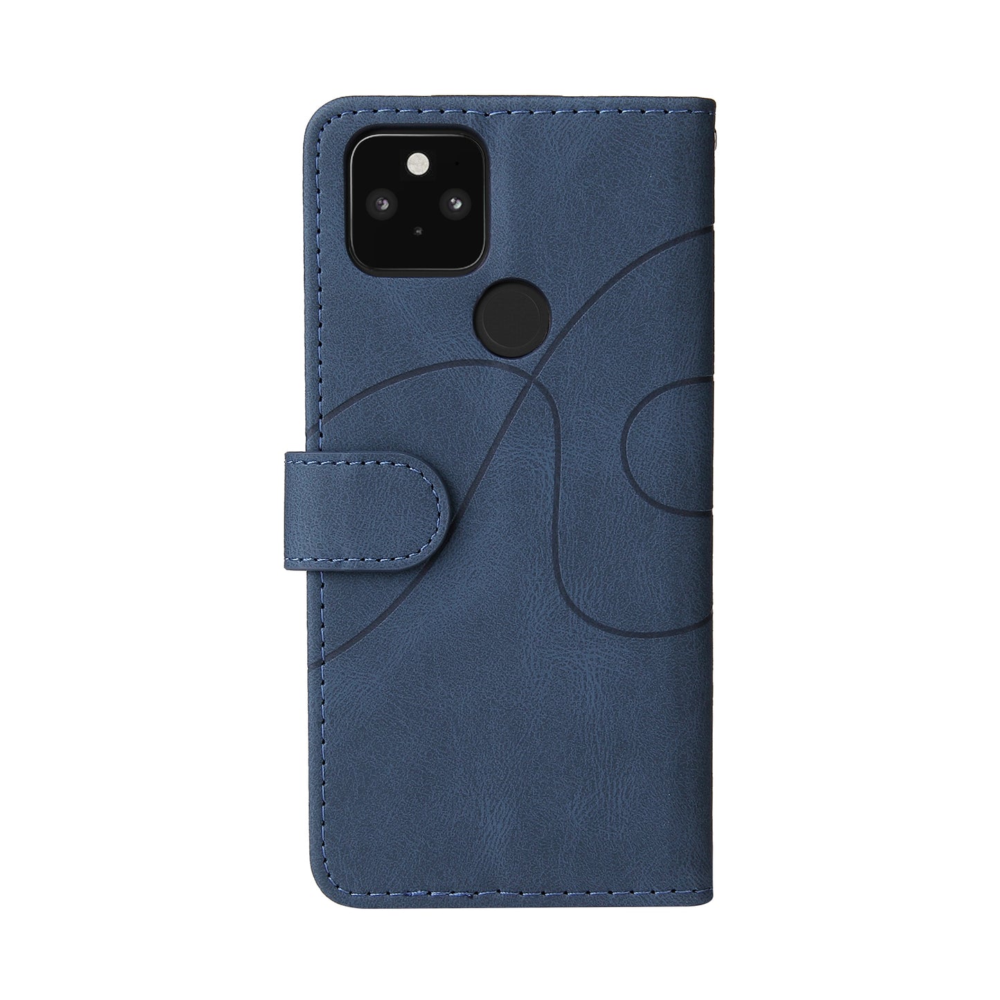 KT Leather Series-1 Dual-Color Contrast PU Leather Wallet Stand Case Cover with Wrist Strap for Google Pixel 5 XL