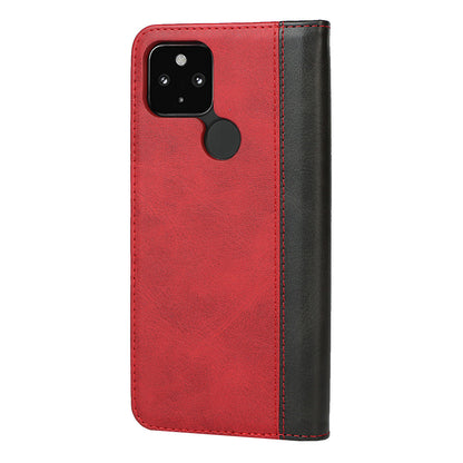 Full Protection Auto-absorbed Bi-color Splicing Design Leather Wallet Phone Shell Case for Google Pixel 5a 5G