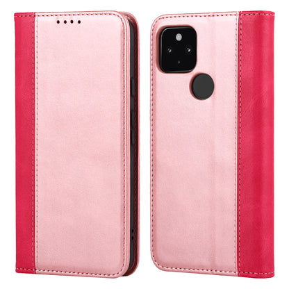 Full Protection Auto-absorbed Bi-color Splicing Design Leather Wallet Phone Shell Case for Google Pixel 5a 5G