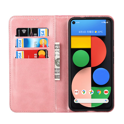 Full Protection Auto-absorbed Bi-color Splicing Design Leather Wallet Phone Shell Case for Google Pixel 5a 5G