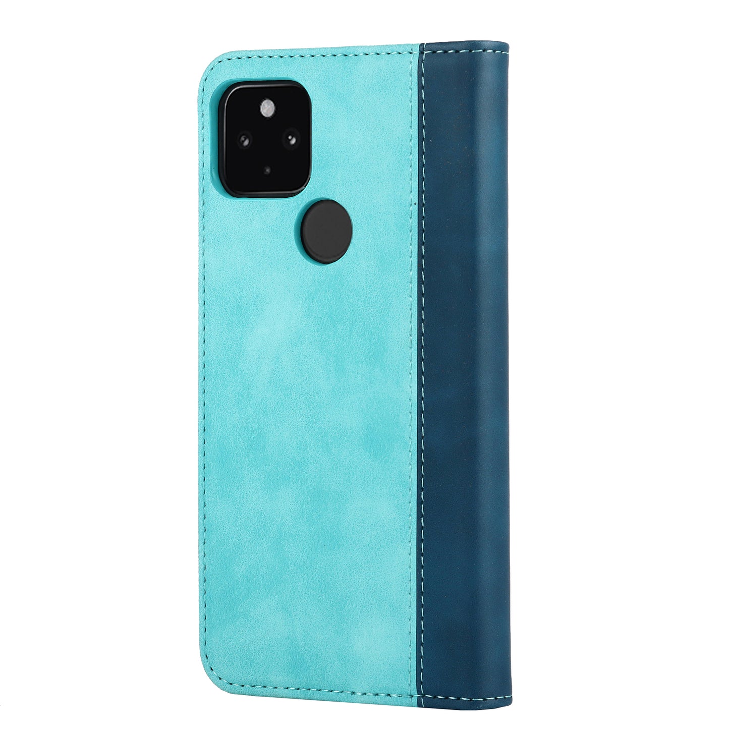 Full Protection Auto-absorbed Bi-color Splicing Design Leather Wallet Phone Shell Case for Google Pixel 5a 5G