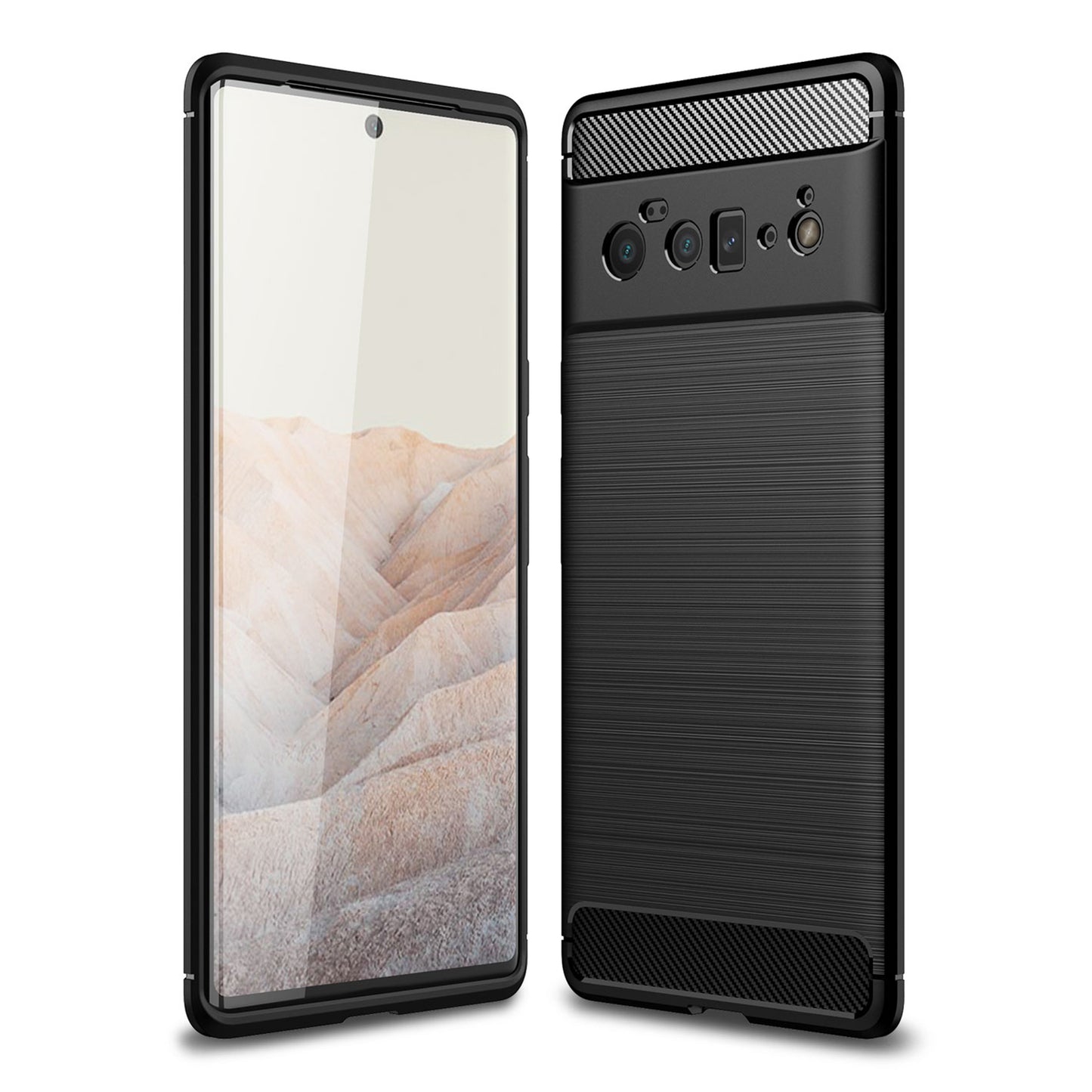 Carbon Fiber Brushed Texture Shockproof Anti-Fingerprint Flexible Soft TPU Protective Phone Cover for Google Pixel 6 Pro