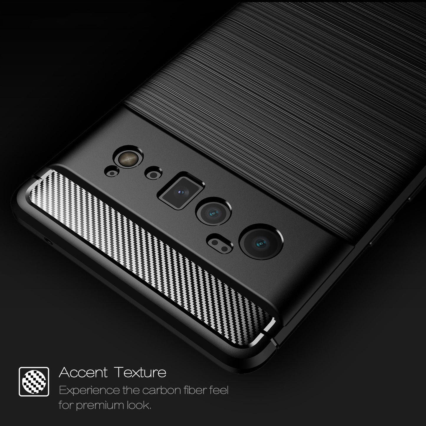 Carbon Fiber Brushed Texture Shockproof Anti-Fingerprint Flexible Soft TPU Protective Phone Cover for Google Pixel 6 Pro