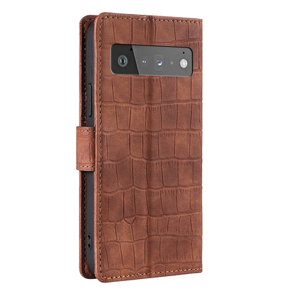 Crocodile Texture Wallet Card Holder Design Supporting Stand Design Leather Case Phone Cover Shell for Google Pixel 6 Pro