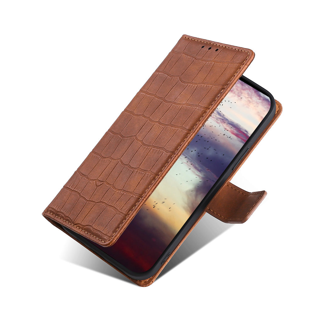 Crocodile Texture Wallet Card Holder Design Supporting Stand Design Leather Case Phone Cover Shell for Google Pixel 6 Pro