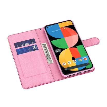 3D Pattern Printing All-round Shockproof Leather Stand Case Wallet Cover with Strap for Google Pixel 5a 5G