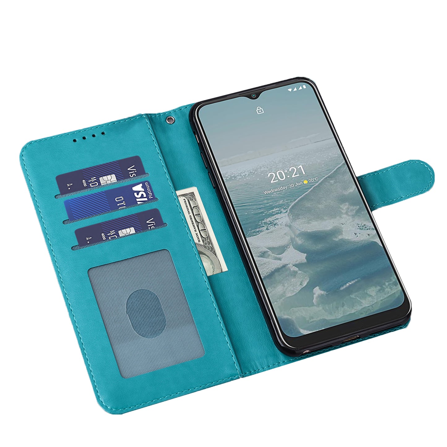 Tree and Deer Imprinted Wallet Stand Design All-round Protection Double-sided Magnetic Clasp Leather Phone Shell Case for Google Pixel 5a 5G