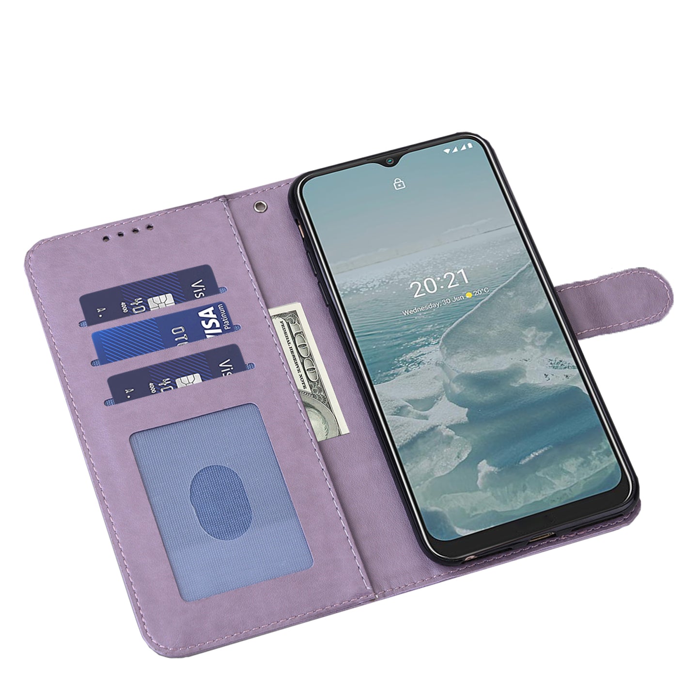 Tree and Deer Imprinted Wallet Stand Design All-round Protection Double-sided Magnetic Clasp Leather Phone Shell Case for Google Pixel 5a 5G