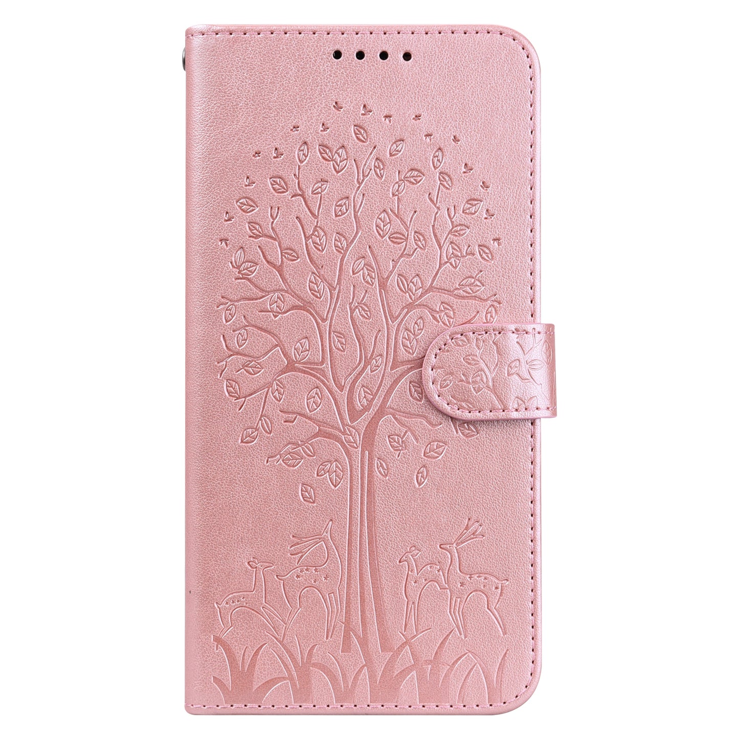 Tree and Deer Imprinted Wallet Stand Design All-round Protection Double-sided Magnetic Clasp Leather Phone Shell Case for Google Pixel 5a 5G