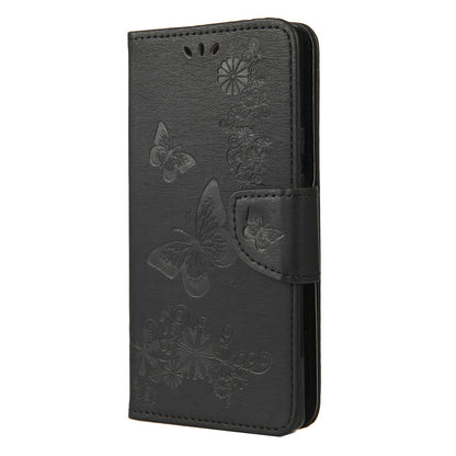 For Google Pixel 6 Pro Imprinted Butterflies Flower Leather Case Wallet Stand Phone Cover Shell