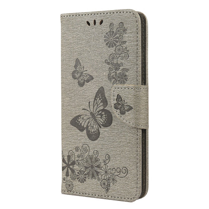 For Google Pixel 6 Pro Imprinted Butterflies Flower Leather Case Wallet Stand Phone Cover Shell