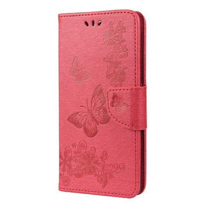 For Google Pixel 6 Pro Imprinted Butterflies Flower Leather Case Wallet Stand Phone Cover Shell