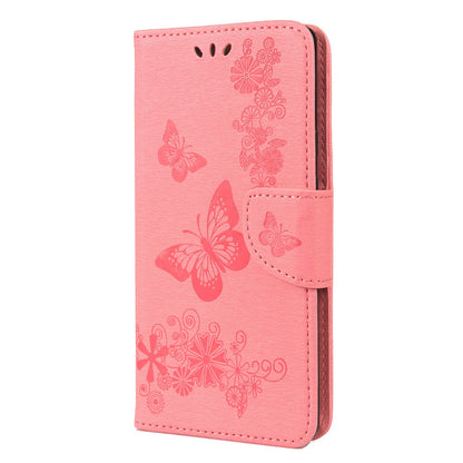 For Google Pixel 6 Pro Imprinted Butterflies Flower Leather Case Wallet Stand Phone Cover Shell