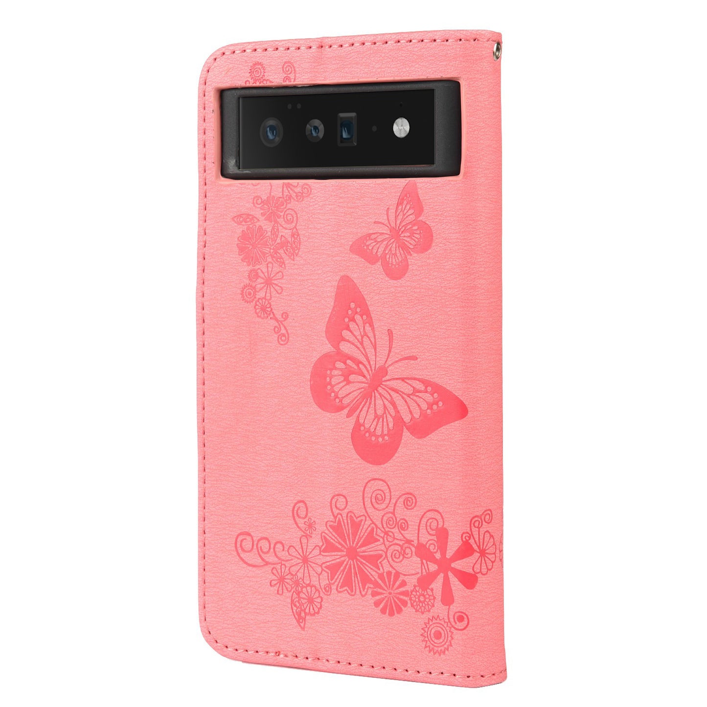 For Google Pixel 6 Pro Imprinted Butterflies Flower Leather Case Wallet Stand Phone Cover Shell