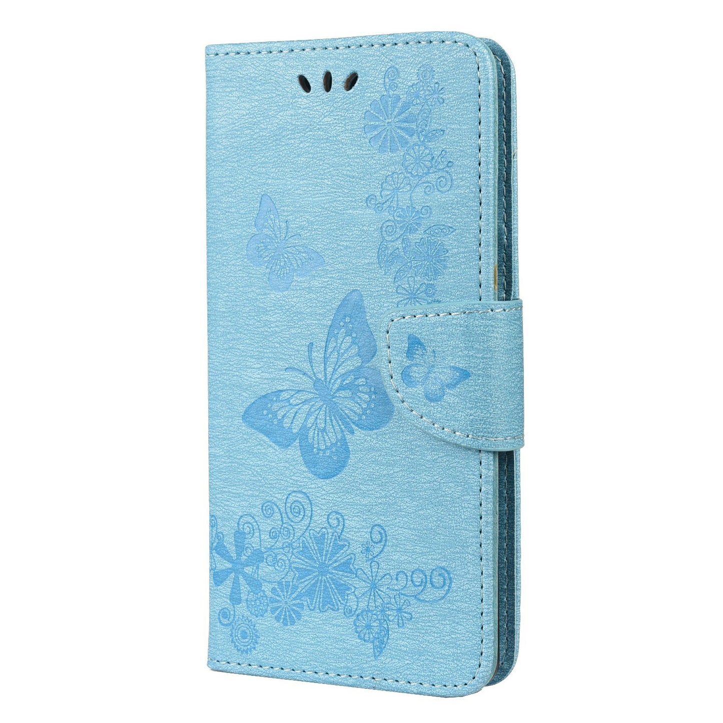 For Google Pixel 6 Pro Imprinted Butterflies Flower Leather Case Wallet Stand Phone Cover Shell