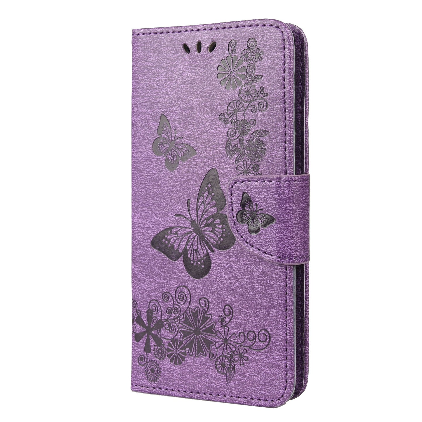 For Google Pixel 6 Pro Imprinted Butterflies Flower Leather Case Wallet Stand Phone Cover Shell