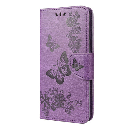 For Google Pixel 6 Pro Imprinted Butterflies Flower Leather Case Wallet Stand Phone Cover Shell