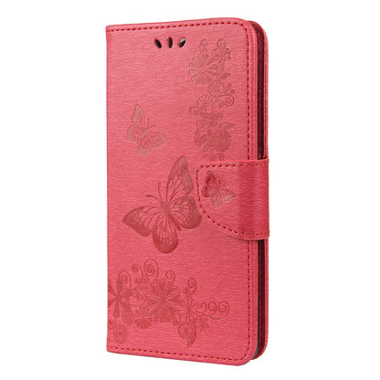 Imprinted Butterflies Flower Shockproof Leather Phone Case Shell with Wallet Stand for Google Pixel 6