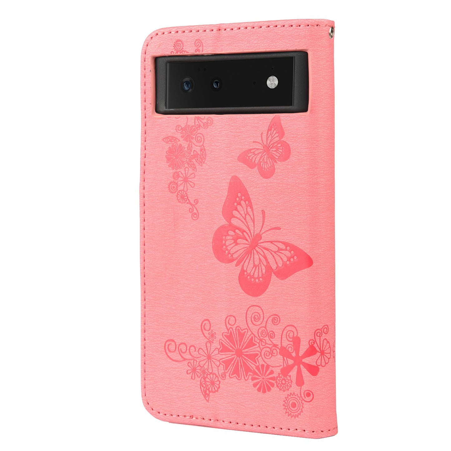 Imprinted Butterflies Flower Shockproof Leather Phone Case Shell with Wallet Stand for Google Pixel 6