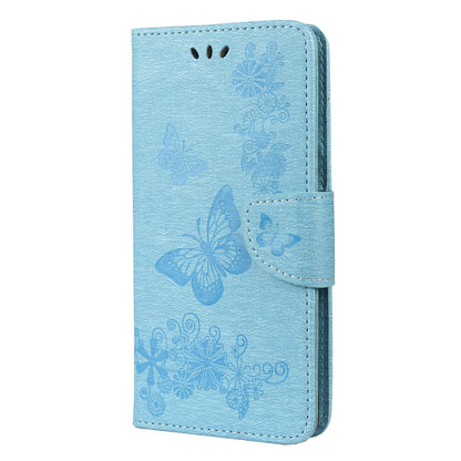 Imprinted Butterflies Flower Shockproof Leather Phone Case Shell with Wallet Stand for Google Pixel 6