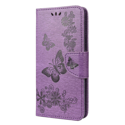 Imprinted Butterflies Flower Shockproof Leather Phone Case Shell with Wallet Stand for Google Pixel 6