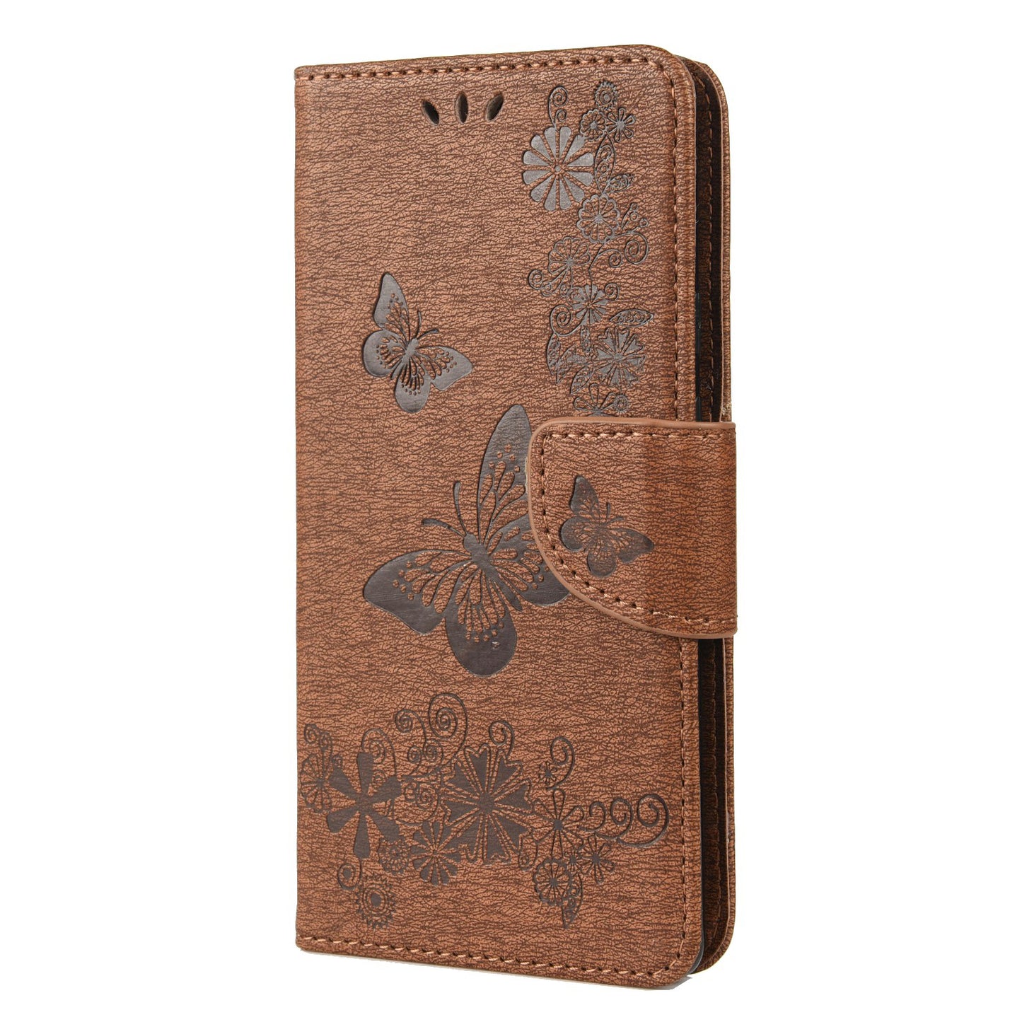 Imprinted Butterflies Flower Shockproof Leather Phone Case Shell with Wallet Stand for Google Pixel 6