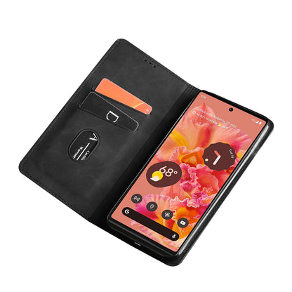 Shockproof Magnetic Auto-absorbed Skin-touch Leather Stand Case with Card Slots for Google Pixel 6