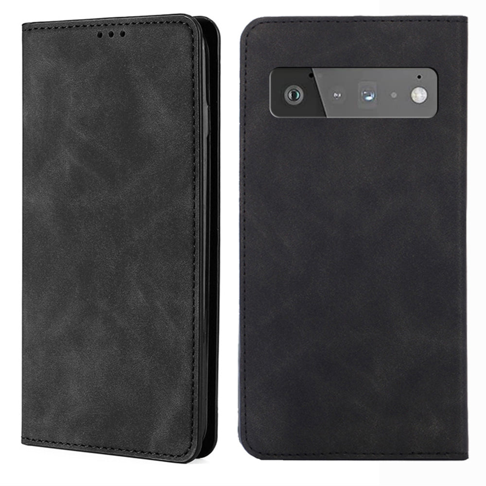 Card Slots Design Full Protection Magnetic Auto-absorbed Skin-touch Leather Stand Case for Google Pixel 6 Pro