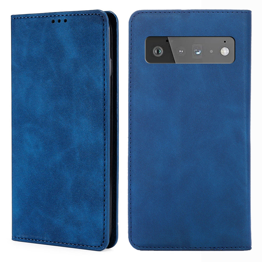 Card Slots Design Full Protection Magnetic Auto-absorbed Skin-touch Leather Stand Case for Google Pixel 6 Pro