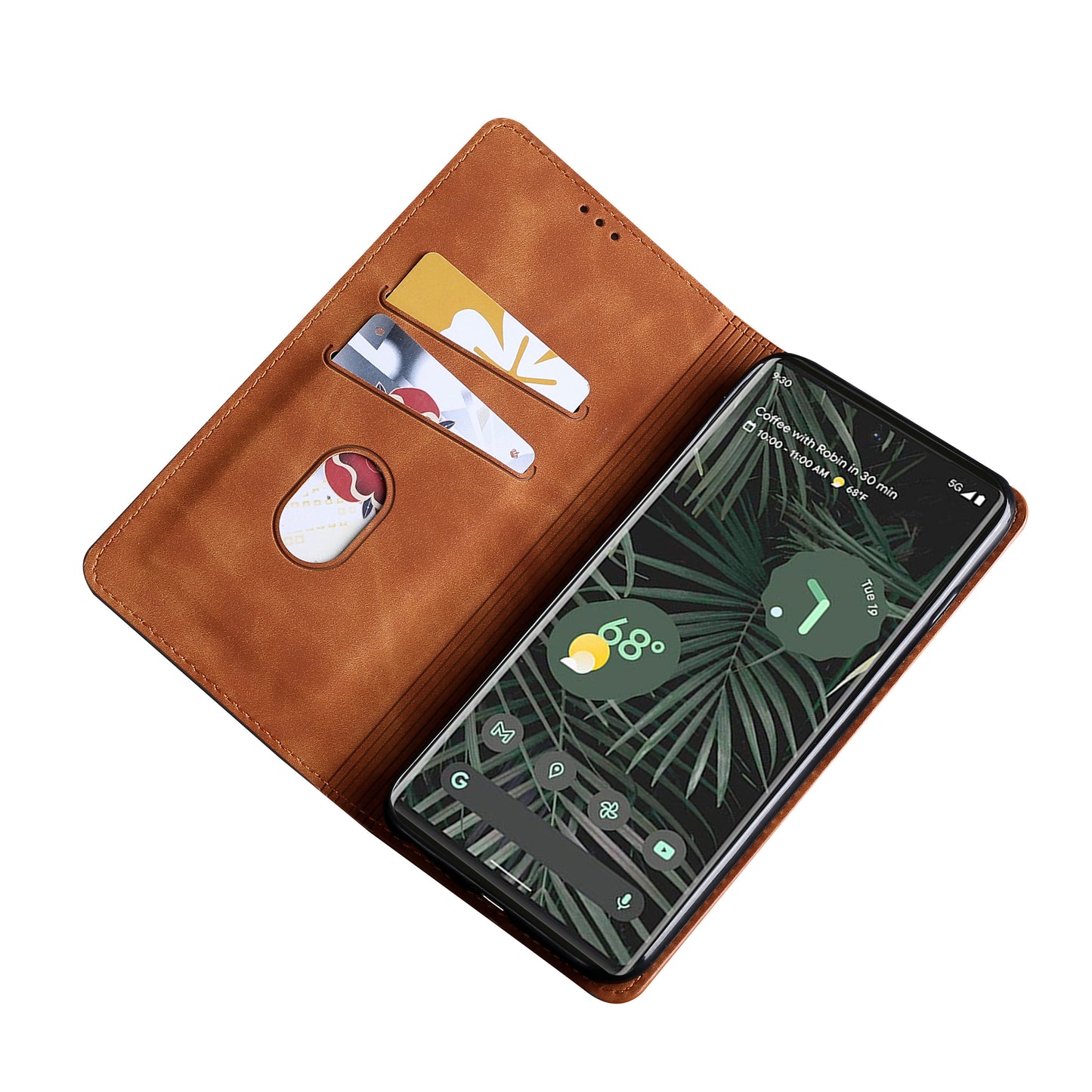 Card Slots Design Full Protection Magnetic Auto-absorbed Skin-touch Leather Stand Case for Google Pixel 6 Pro