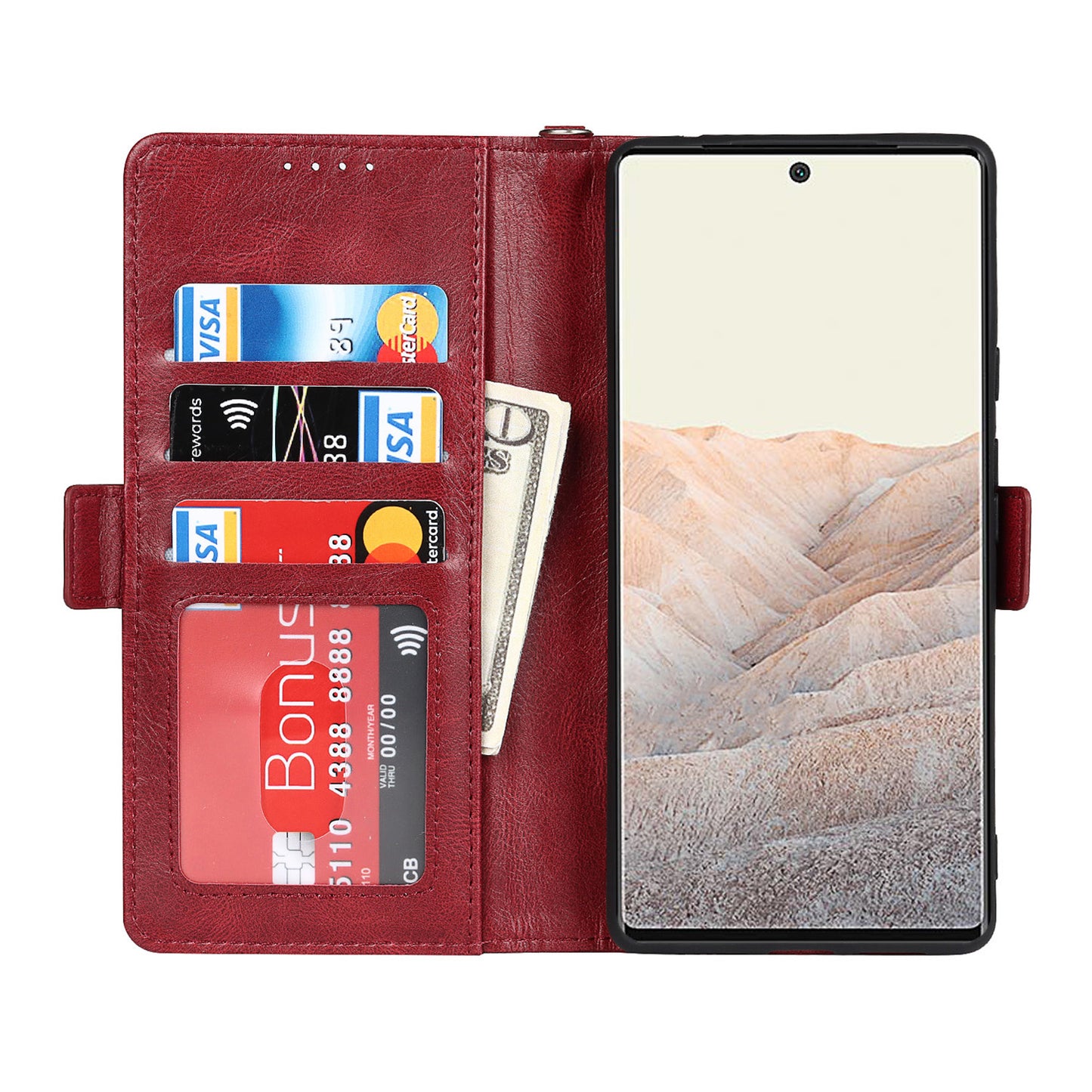 RFID Blocking Flip Phone Case Magnetic Closure Wallet Phone Cover Shell for Google Pixel 6 XL