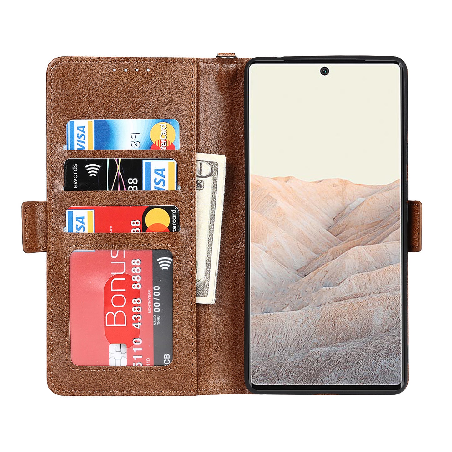 RFID Blocking Flip Phone Case Magnetic Closure Wallet Phone Cover Shell for Google Pixel 6 XL