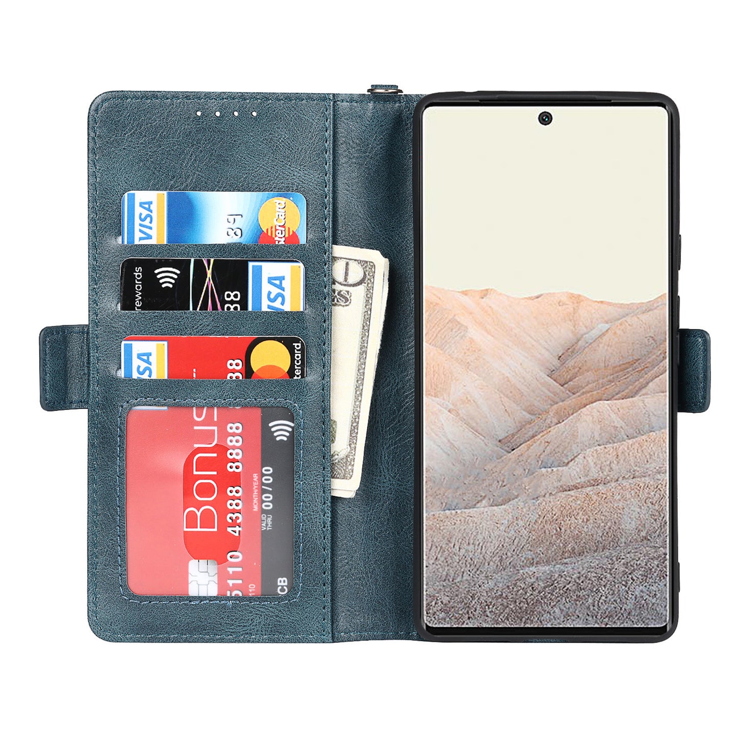 RFID Blocking Flip Phone Case Magnetic Closure Wallet Phone Cover Shell for Google Pixel 6 XL