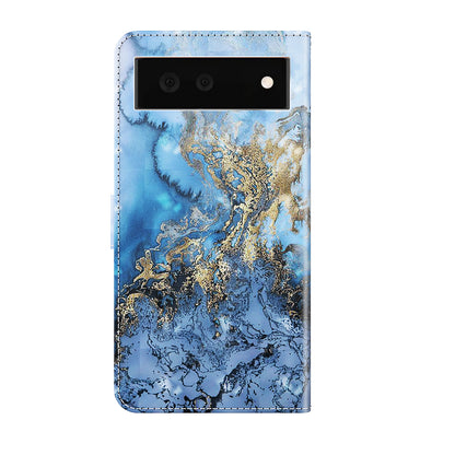 Stand Feature 3D Creative Pattern PU Leather Magnetic Flip Wallet Case with Strap for Google Pixel 6